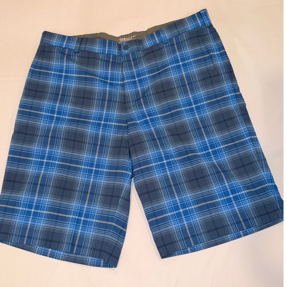 Nike Golf Shorts Blue Plaid Tour Performance Dri-FIT Mens 38